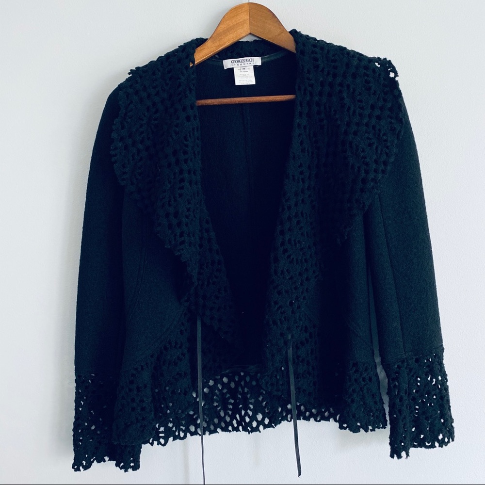Vintage George Rech 100% Wool Black Cardigan